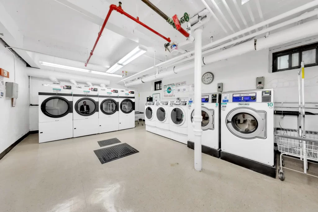 Laundry room at The Oliver at 9255 Shore Road in Bay Ridge, Brooklyn