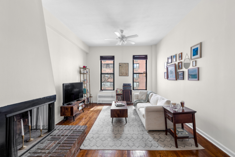 living room fireplace 425 East 78th Street 5D co-op Lenox Hill Manhattan