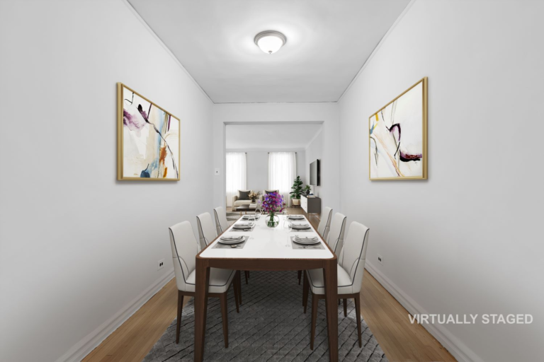 dining room into the living room at 9281 Shore Road Apt 100 in Bay Ridge, Brooklyn