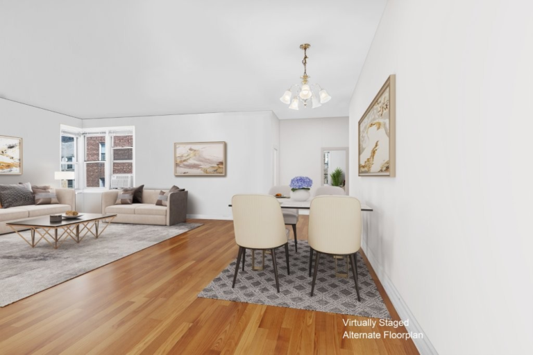 dining area into the living room at 9281 Shore Road Apt 500 in Bay Ridge, Brooklyn
