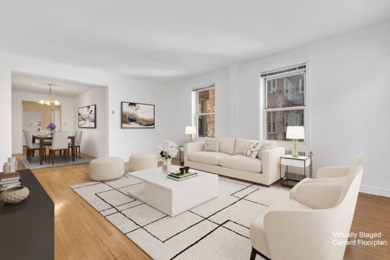 living room into the dining area at 9281 Shore Road Apt 500 in Bay Ridge, Brooklyn