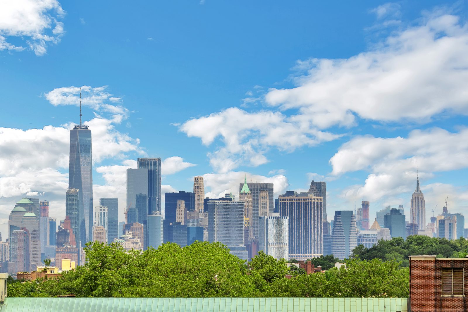 Manhattan skyline seen from a Brooklyn apartment
