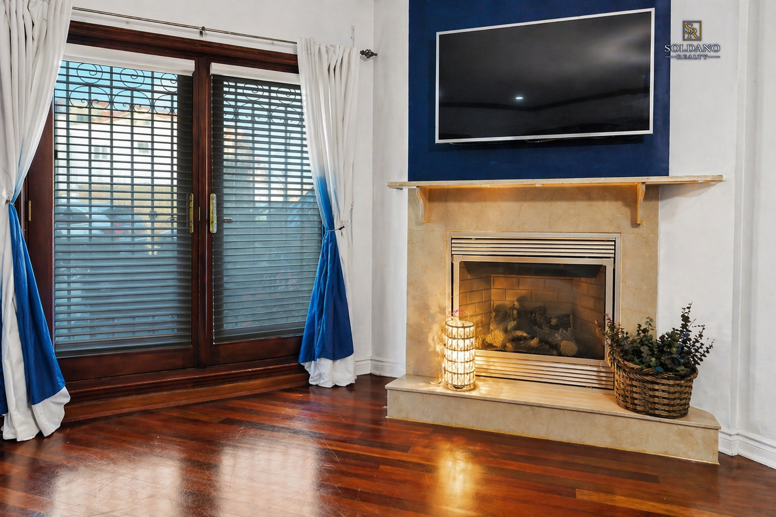 Living room with fireplace, 370 90th Street Apt 1D, The Jennifer Condominiums, Bay Ridge, Brooklyn
